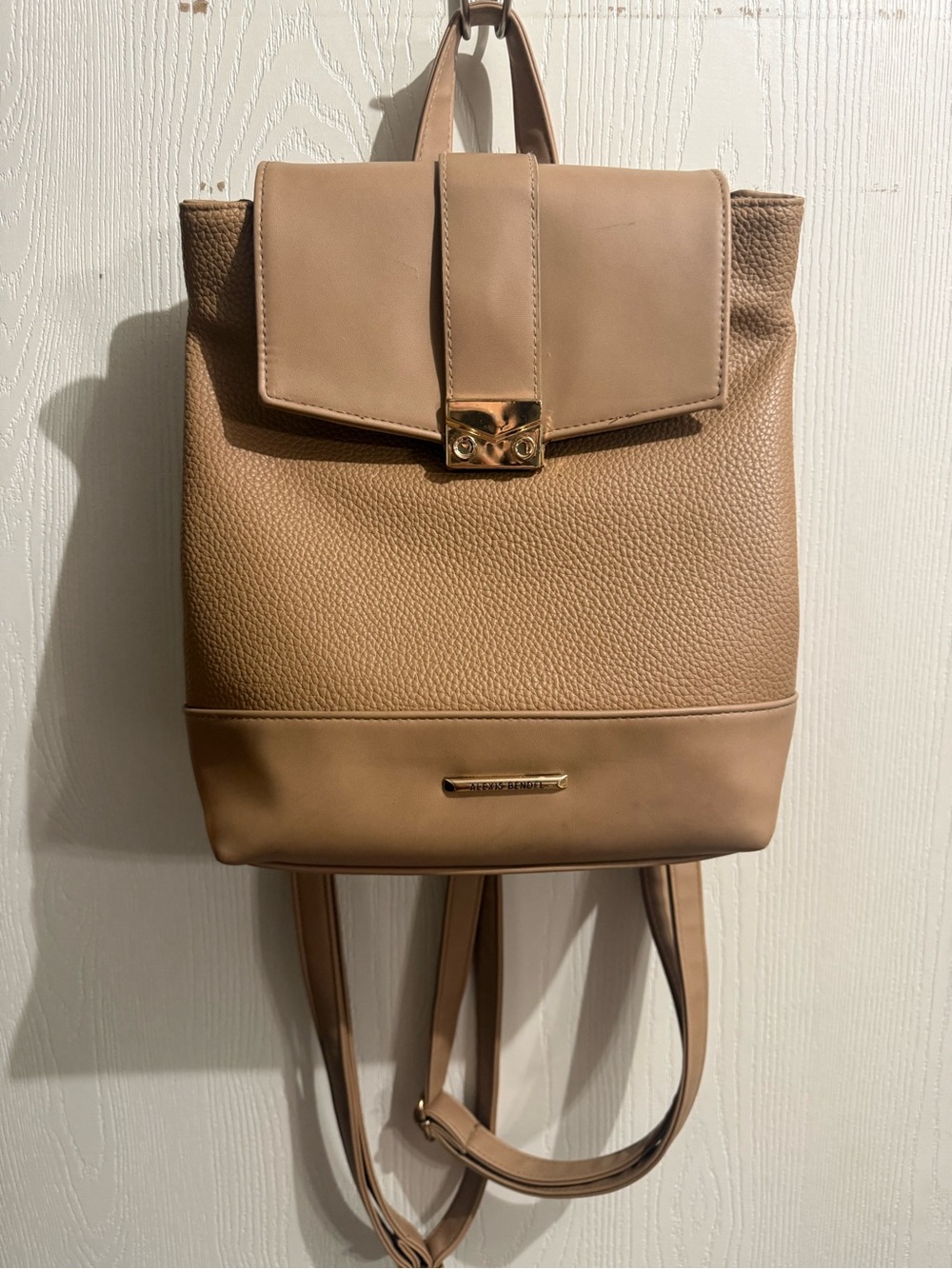 Beige Leather Backpack - Elegant Women's Daypack